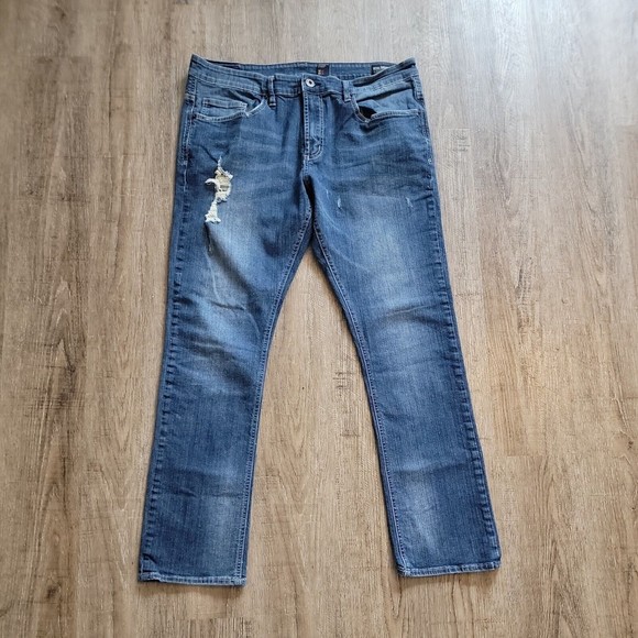 Buffalo David Bitton Max-X Super Skinny Stretch Distressed Denim Jeans 36W 32L - Picture 1 of 6